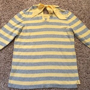Banana Republic Gray and Yellow Stripe 3/4 sleeve Sweater
